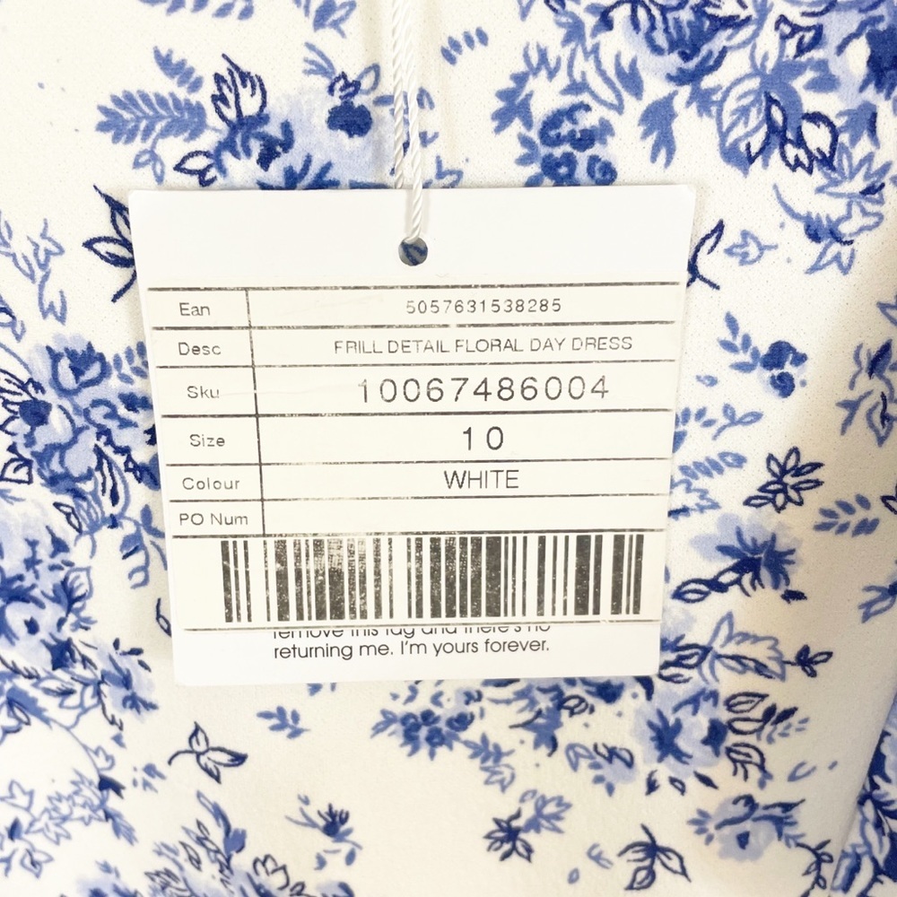 MISSGUIDED Frill Floral Ruffle Day Midi Dress Blue 6 - Picture 4 of 9